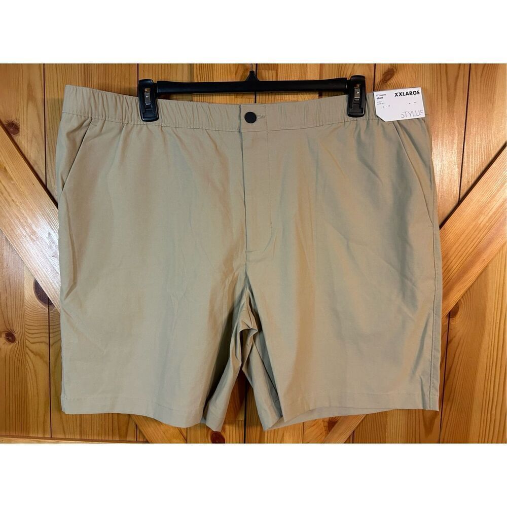 Stylus Mens Stretch Fabric Performance 8” Chino Shorts BEIGE SIZE XXL nwt (0235)